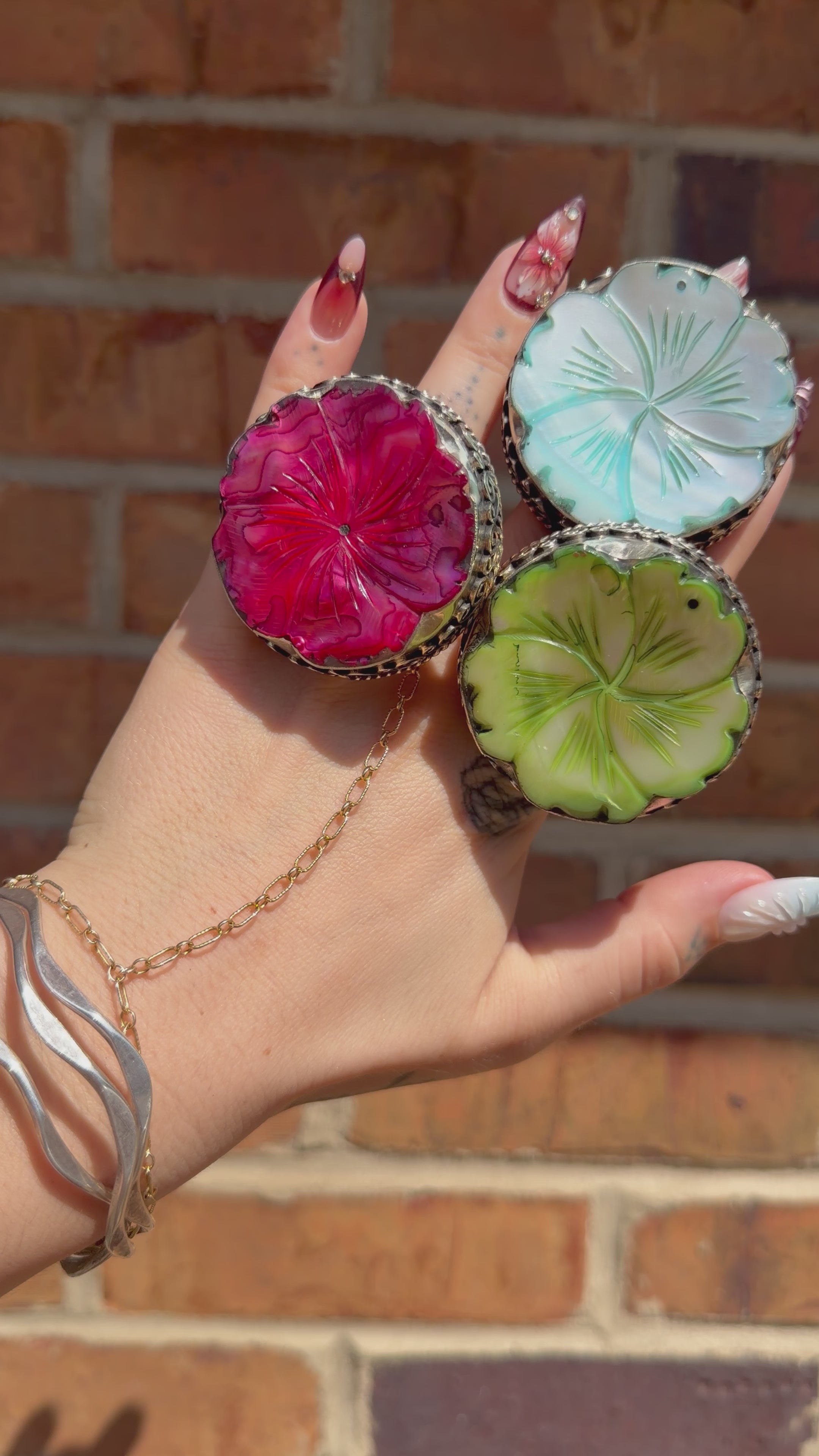 Watercolor Dreaming in Flowers Resin Shell Ring