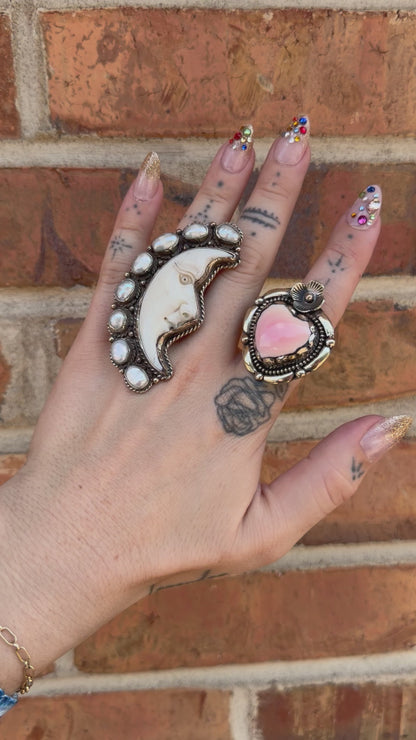 Moonlight Carved Pearl Ring