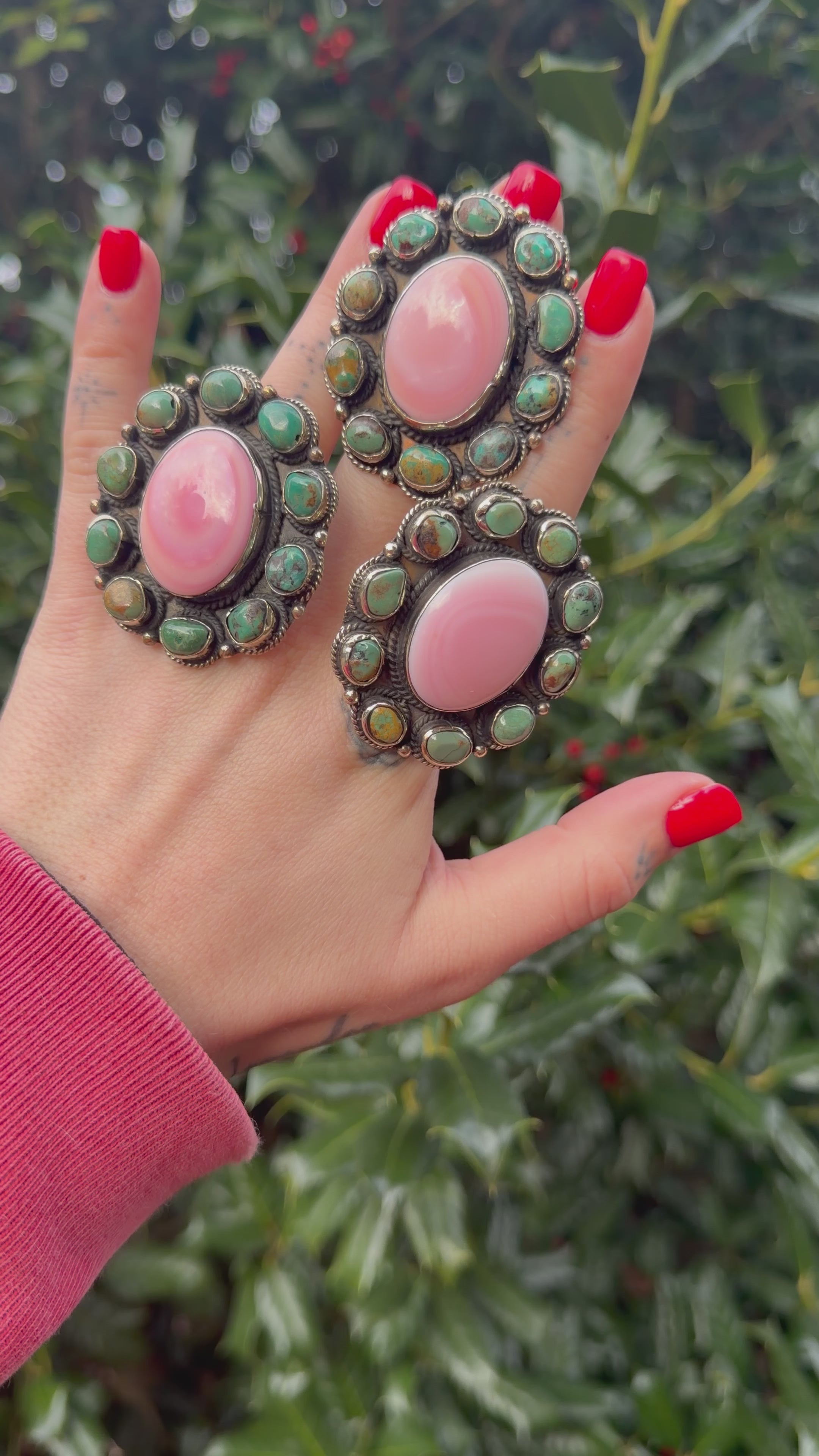 Pink Shell & Turquoise Oval Ring