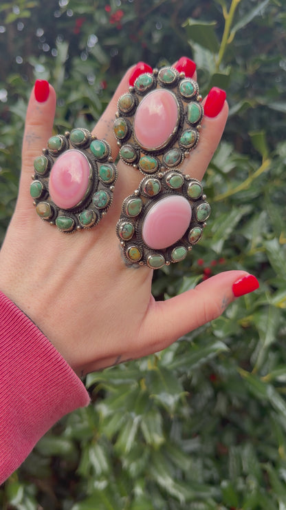 Pink Shell & Turquoise Oval Ring