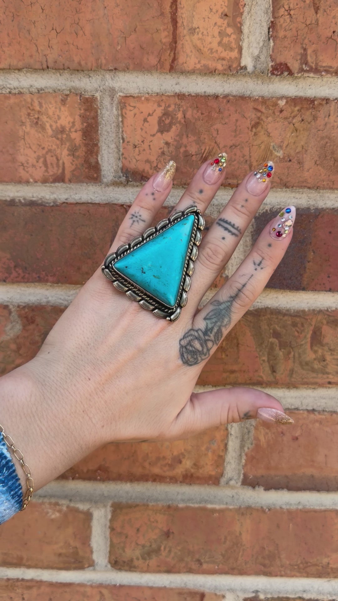 Triangle In Blues Ring - Adjustable