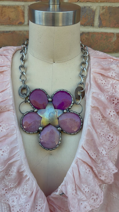 Big MaMa Flower and Badge Necklace