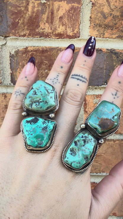 Chunky Turquoise Nugget Ring - 8 & 9