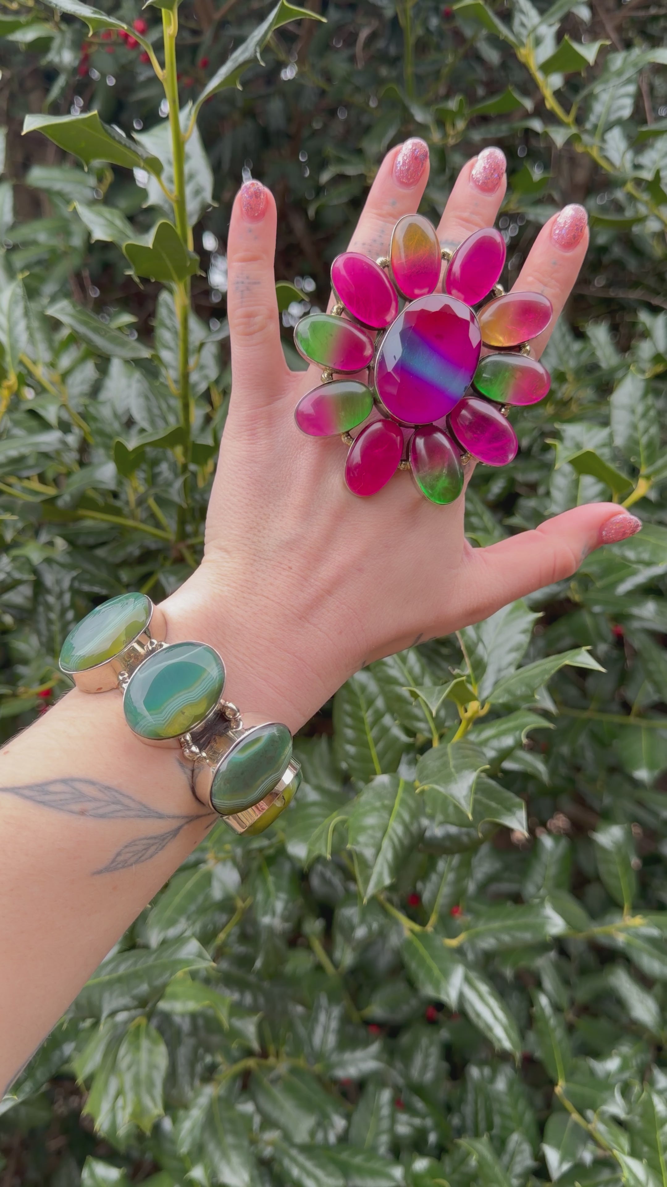 Rainbow Starburst Flower Ring