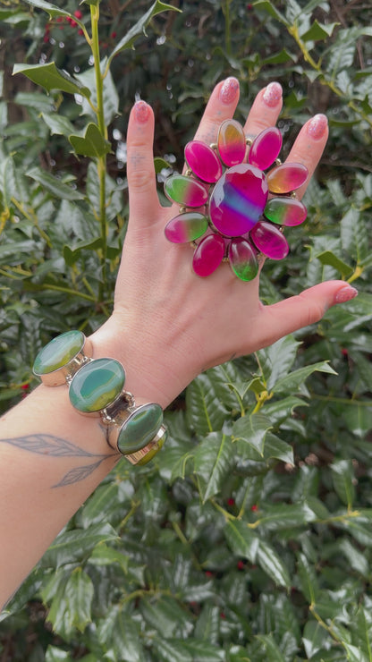 Rainbow Starburst Flower Ring