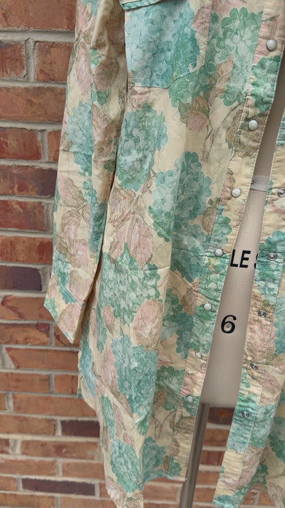 Pale Floral Rhinestone Button Down Top