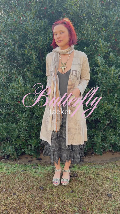 Butterfly Faux Suede Longline Jacket With Pockets  COWGIRL