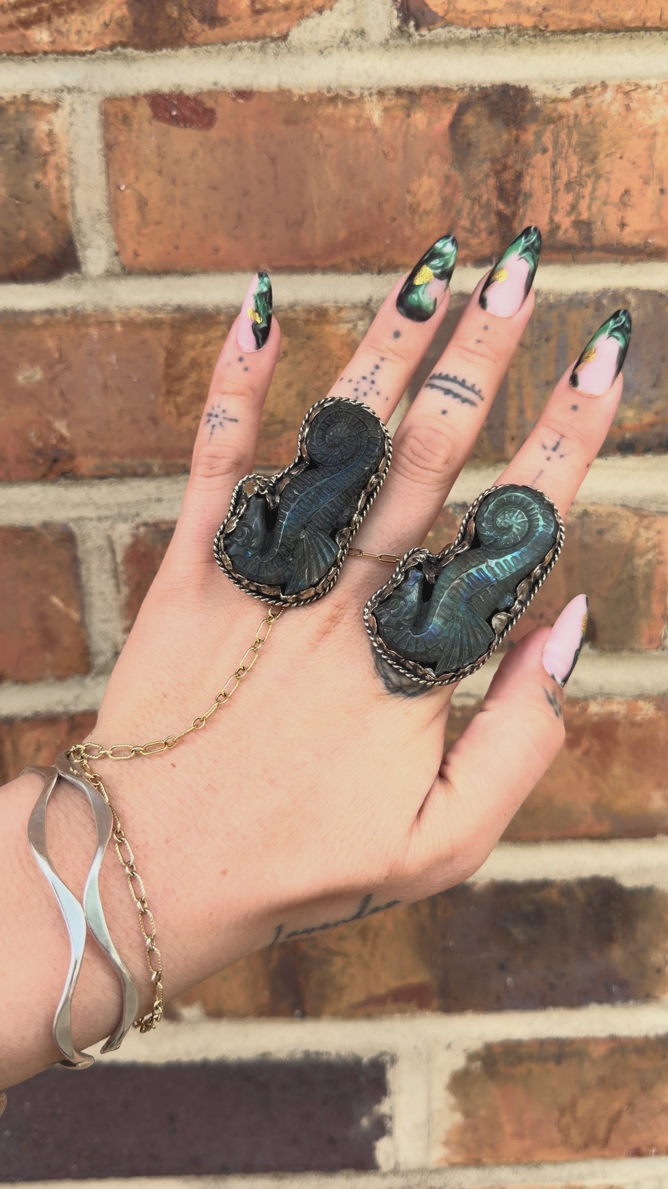 Seahorse Ring in Labradorite