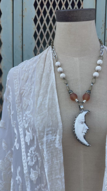 Moon Face Handmade Necklace