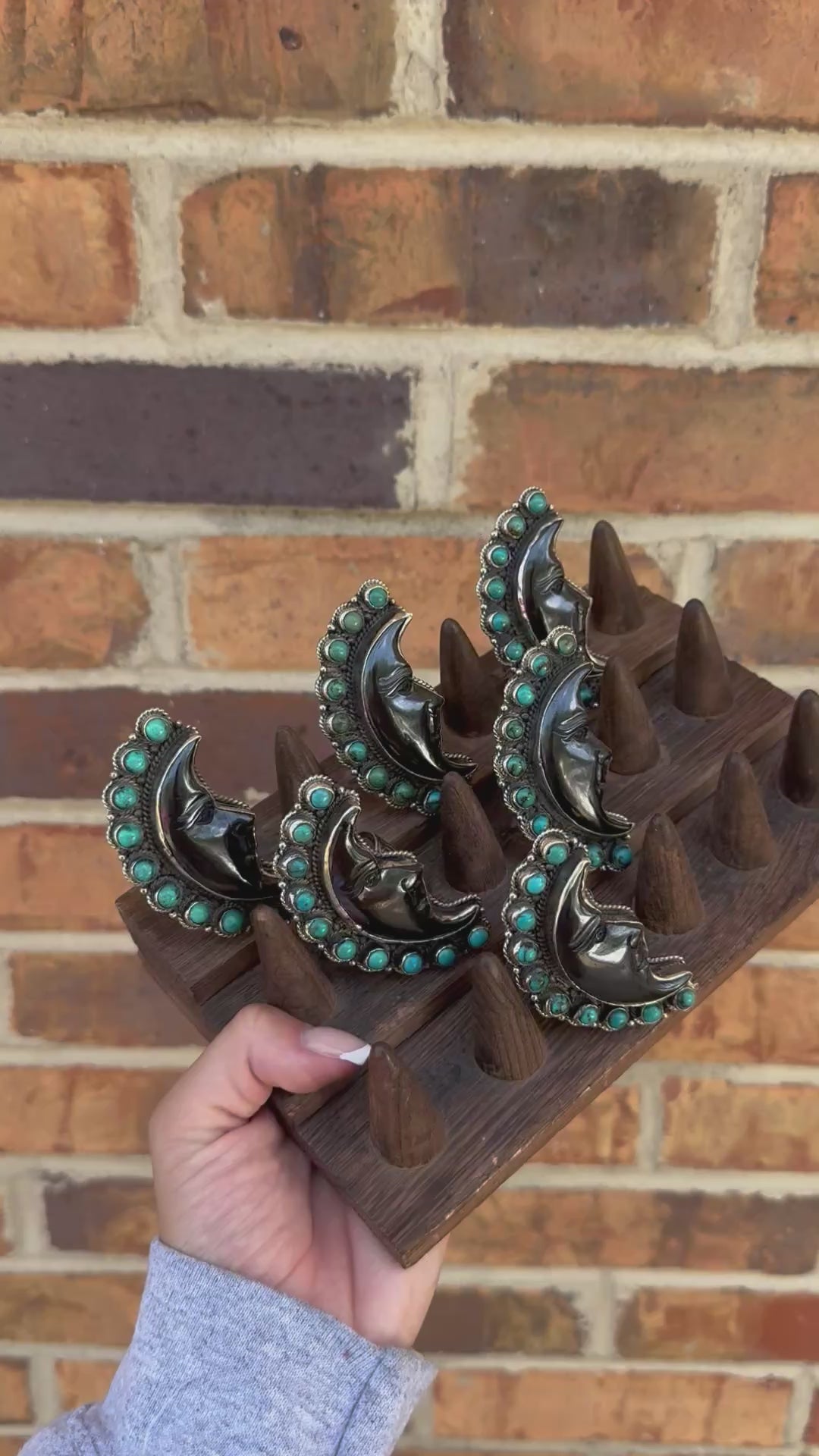 Half Moon Black and Turquoise Ring
