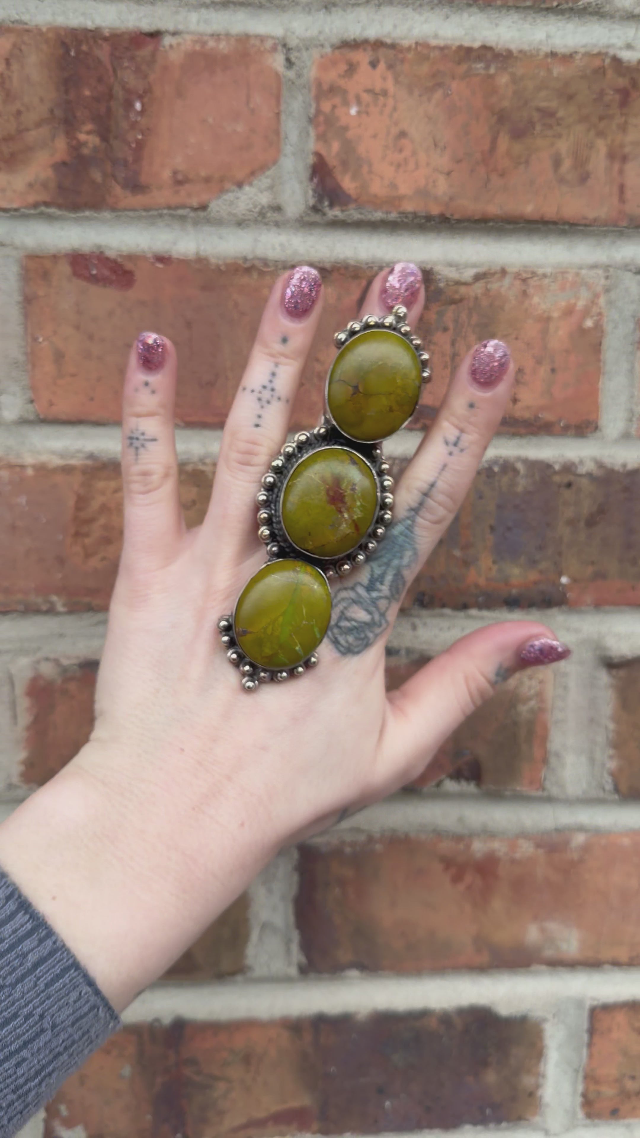 Green Stacked Big Ring