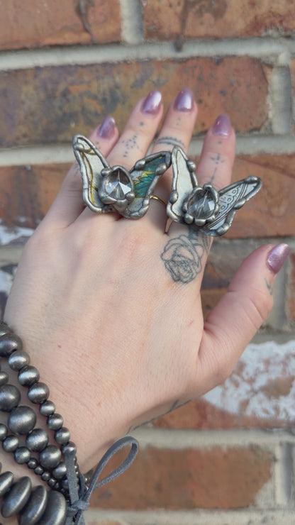 Butterfly Recycled Tin Ring w/ Gemstone