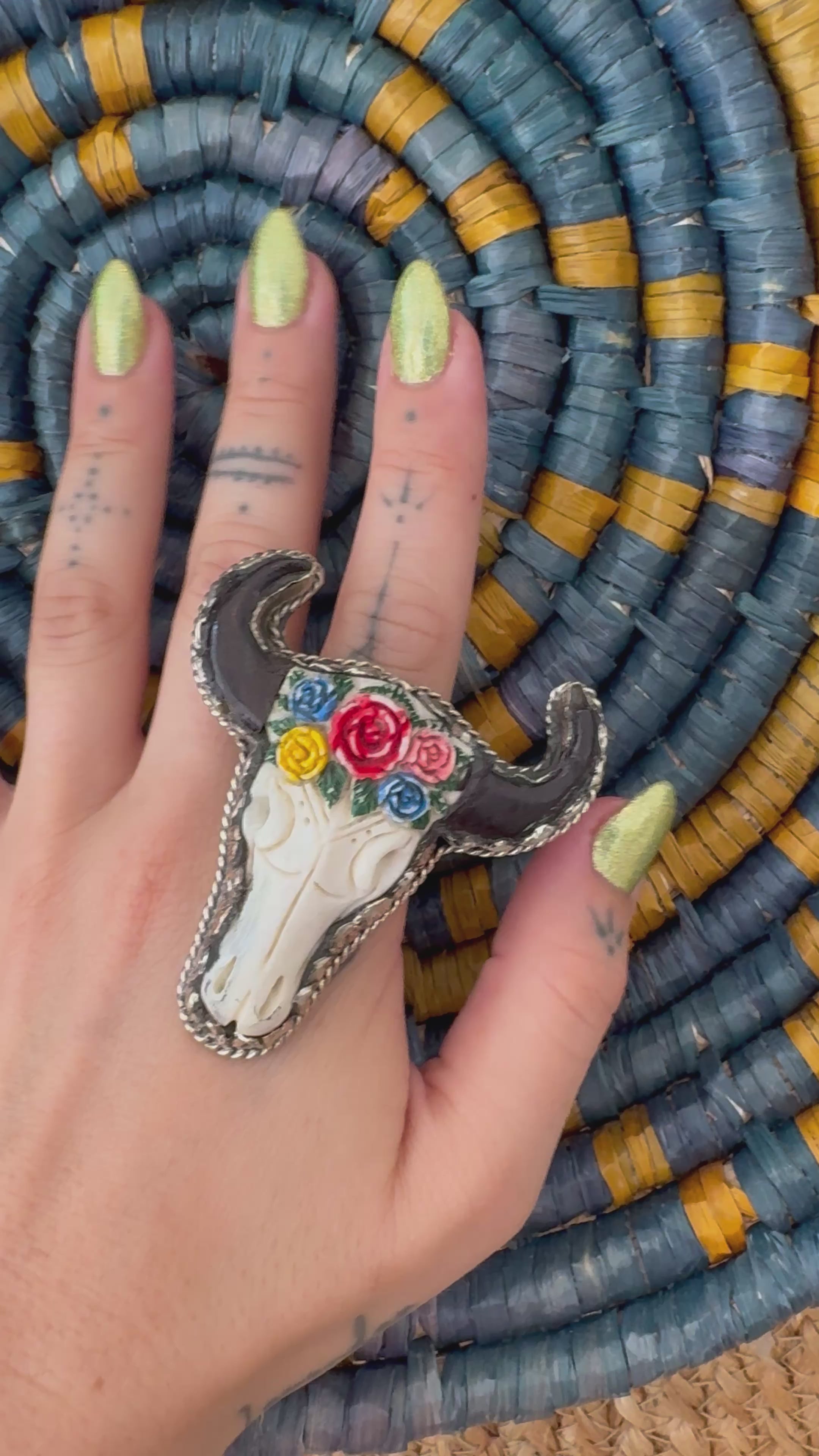 By the Bull Carved Statement Ring