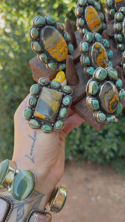 Big Bumble Bee Jasper w/ Turquoise Rings