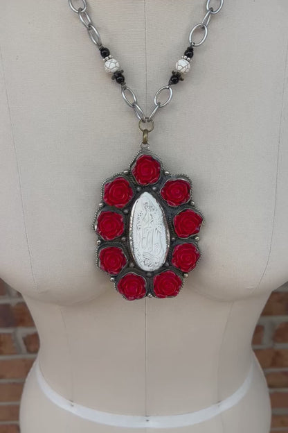 Mary in Roses Necklace