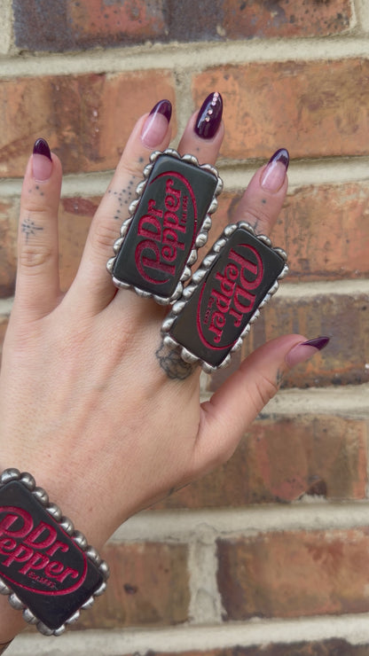 Blk Dr Pepper Domino Cuff Bracelet or Ring