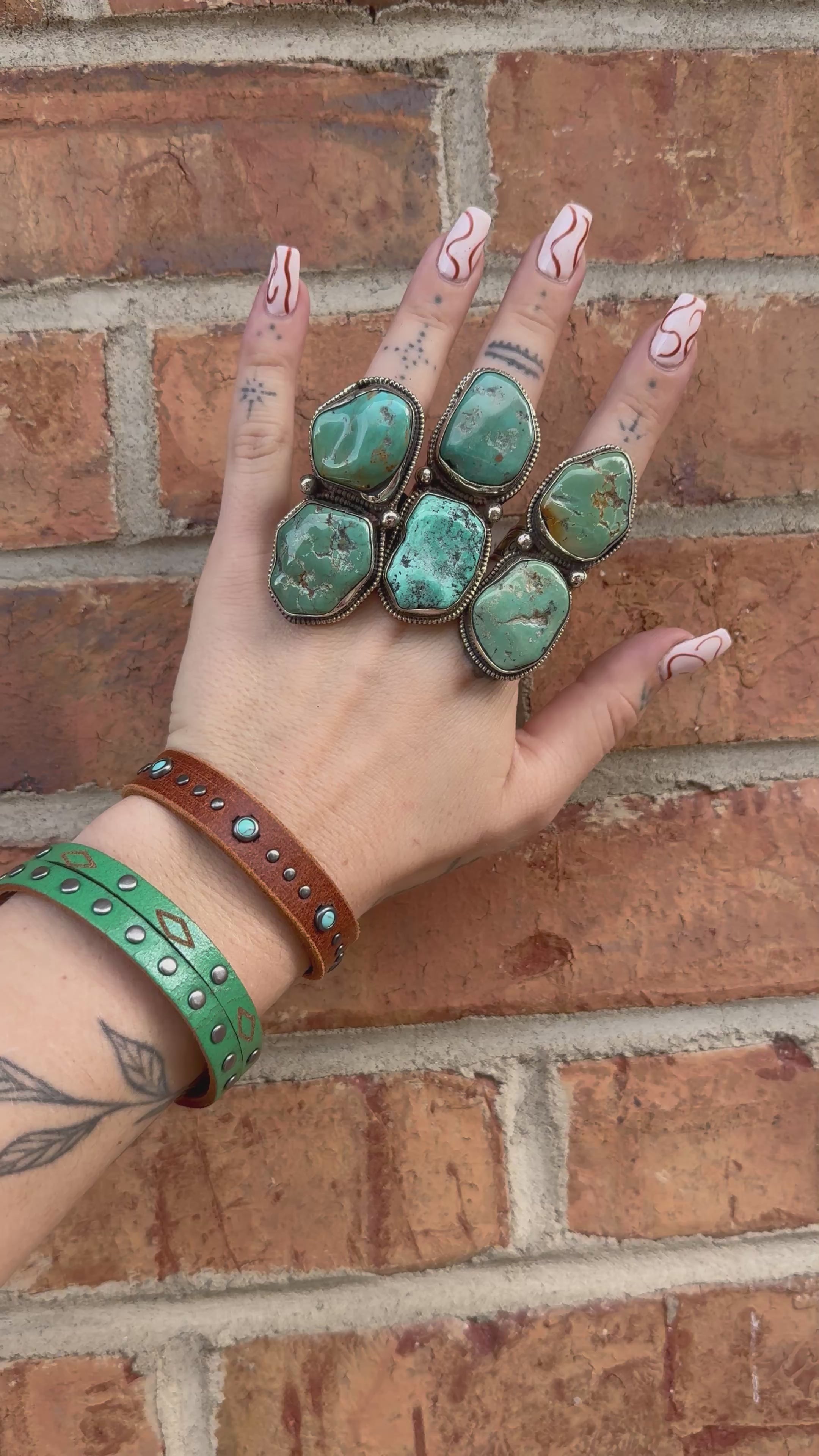 Chunky Turquoise Nugget Ring Set 3