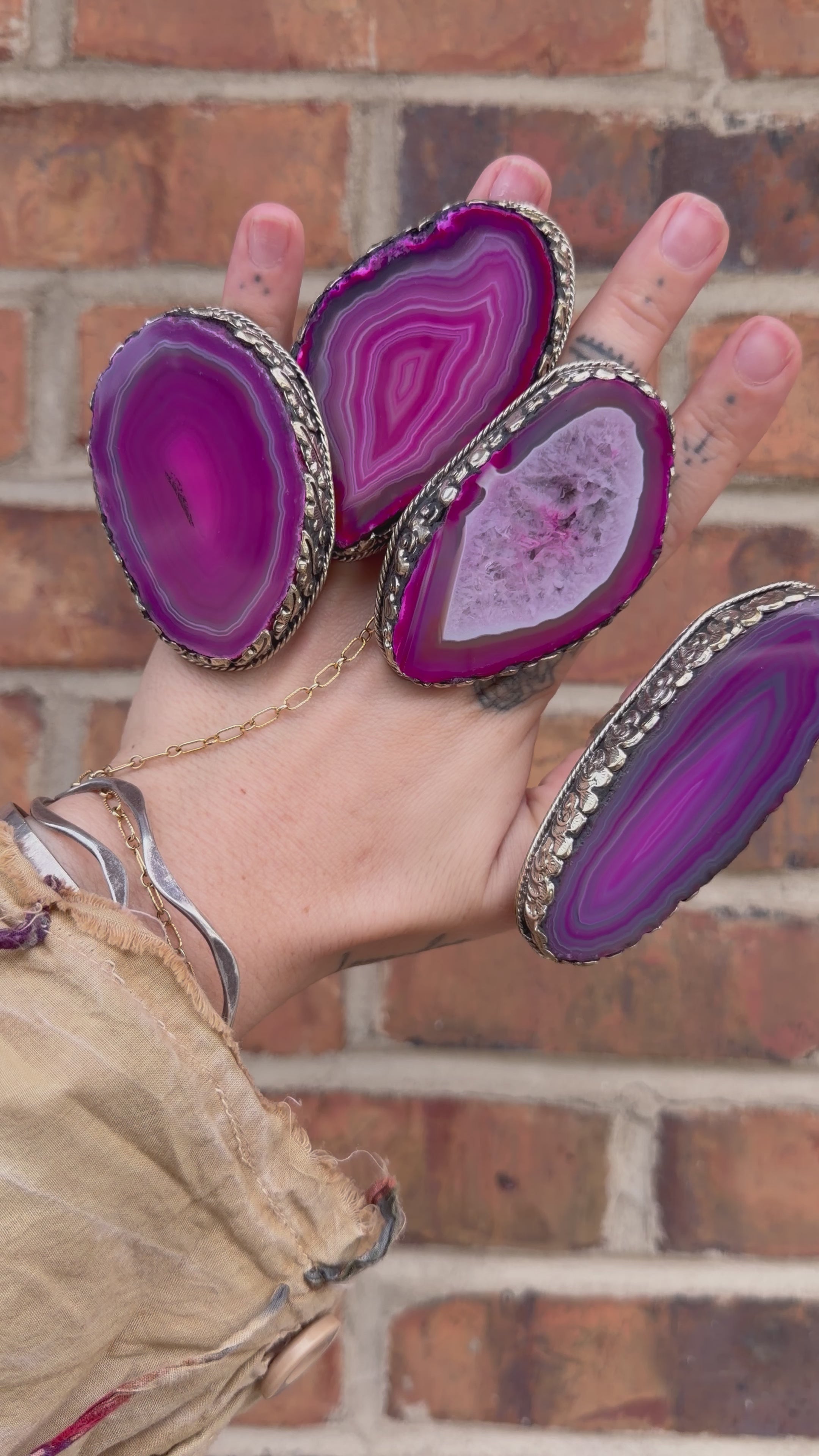 Load video: Pretty in Pink Geode Slab Ring