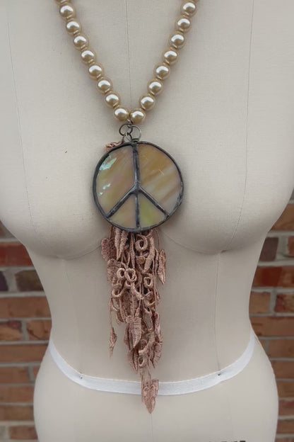 Peace, Lace and Pearls Necklace