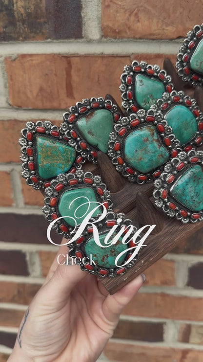 Chunky Turquoise & Carnelian Ring