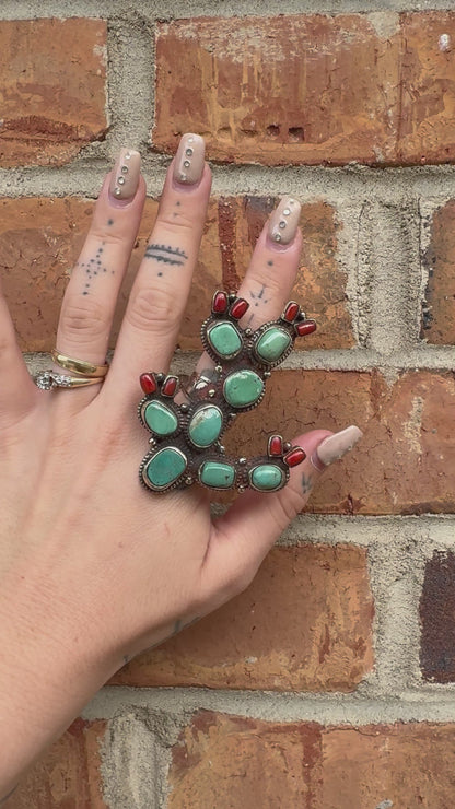 Big Cactus & Flowers Ring