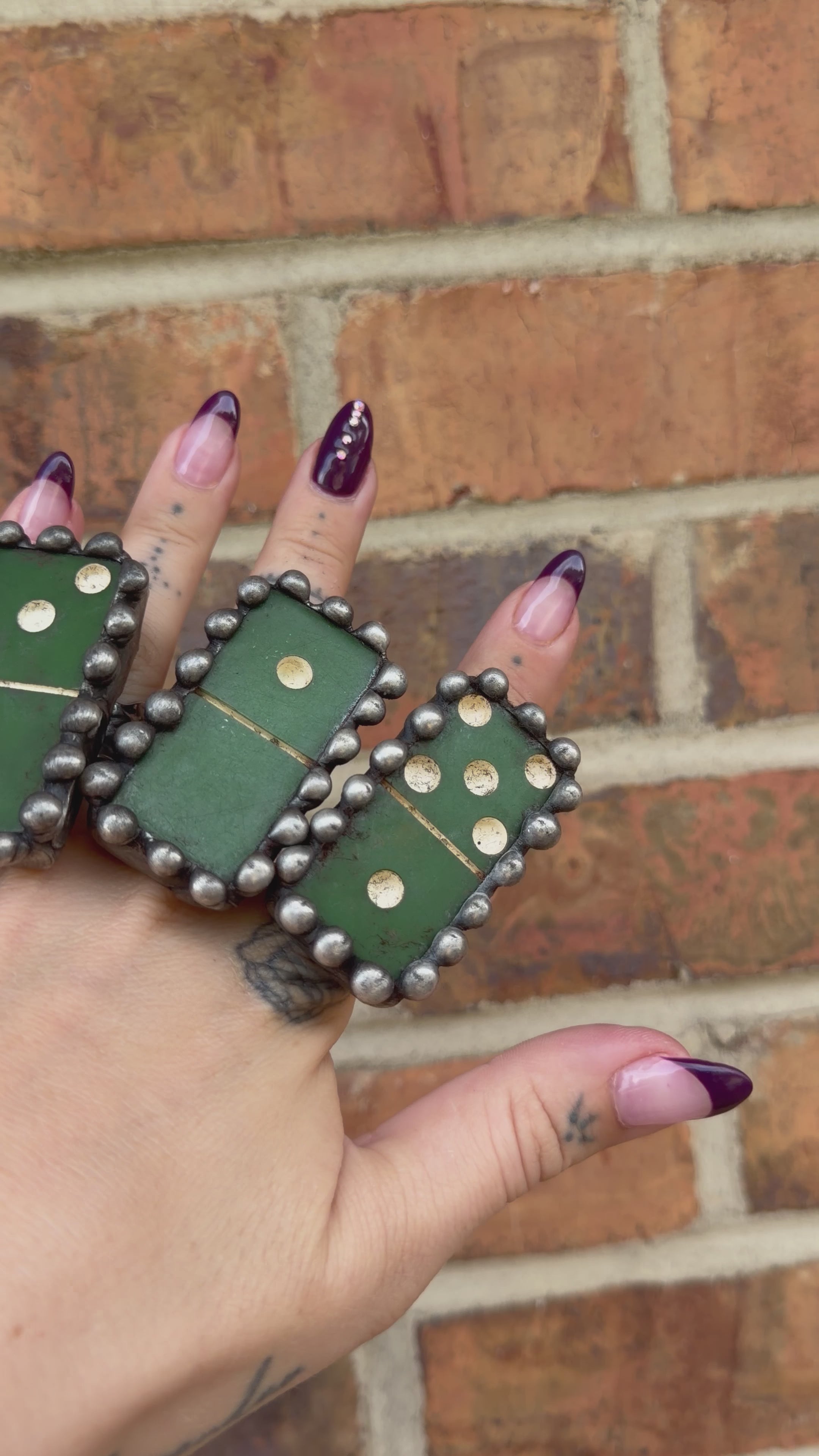 Green Domino Cuff Bracelet or Ring