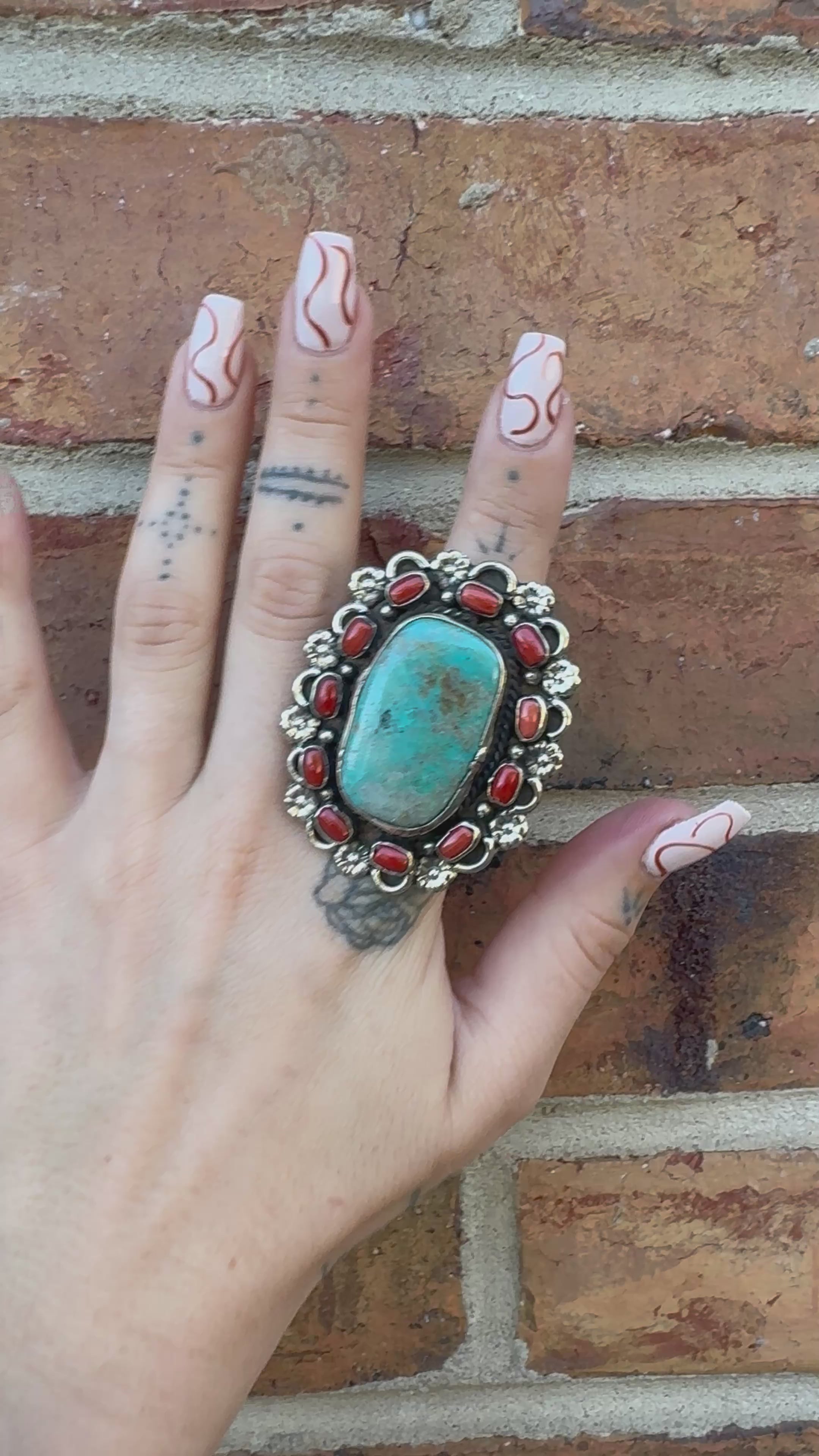 Combo 2 - Chunky Turquoise & Carnelian Ring