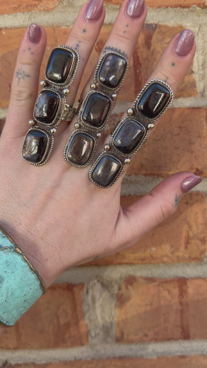 Triple Black Long Ring