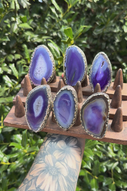 Blue Geode Slab Rings