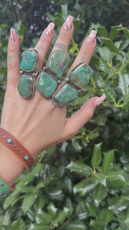 Chunky Turquoise Nugget Ring Set 1