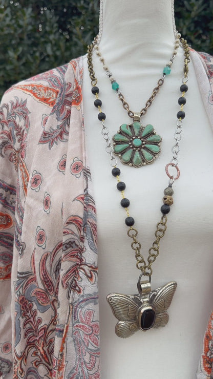 Squash Blossom Blue Statement Necklace