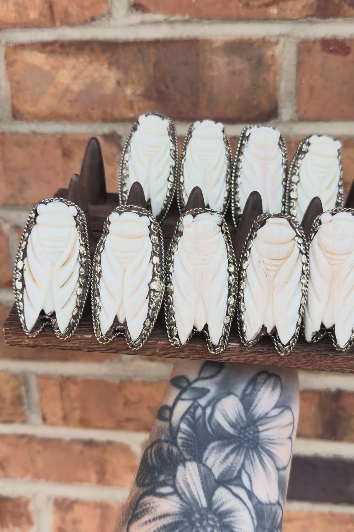 White Cicadas Bug Ring