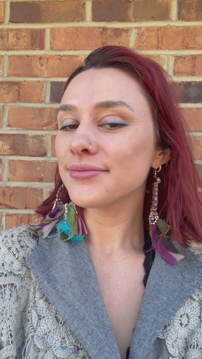 Hats Off Purple Fringe Earring