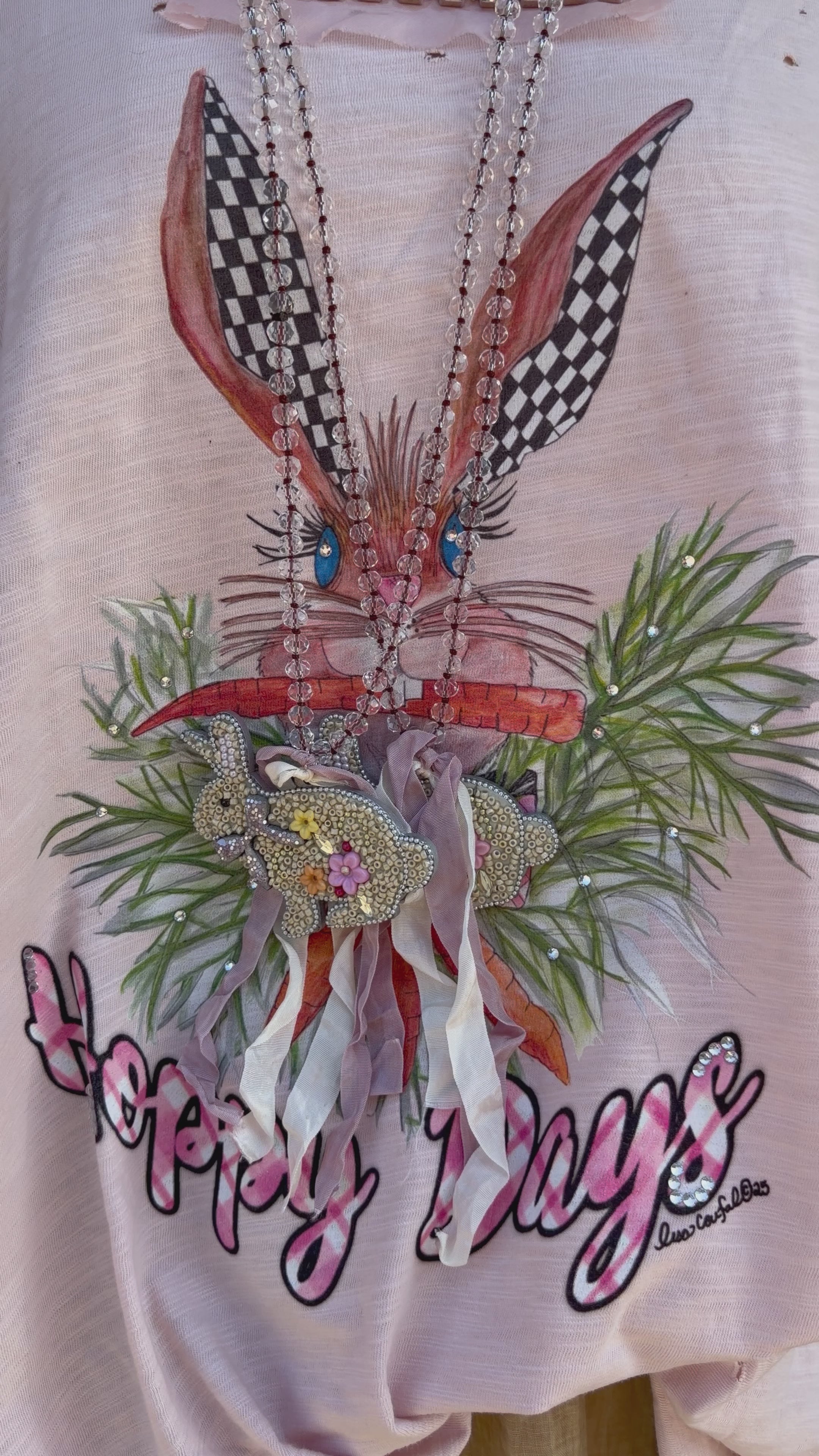 Seed Bead Bunny Necklace