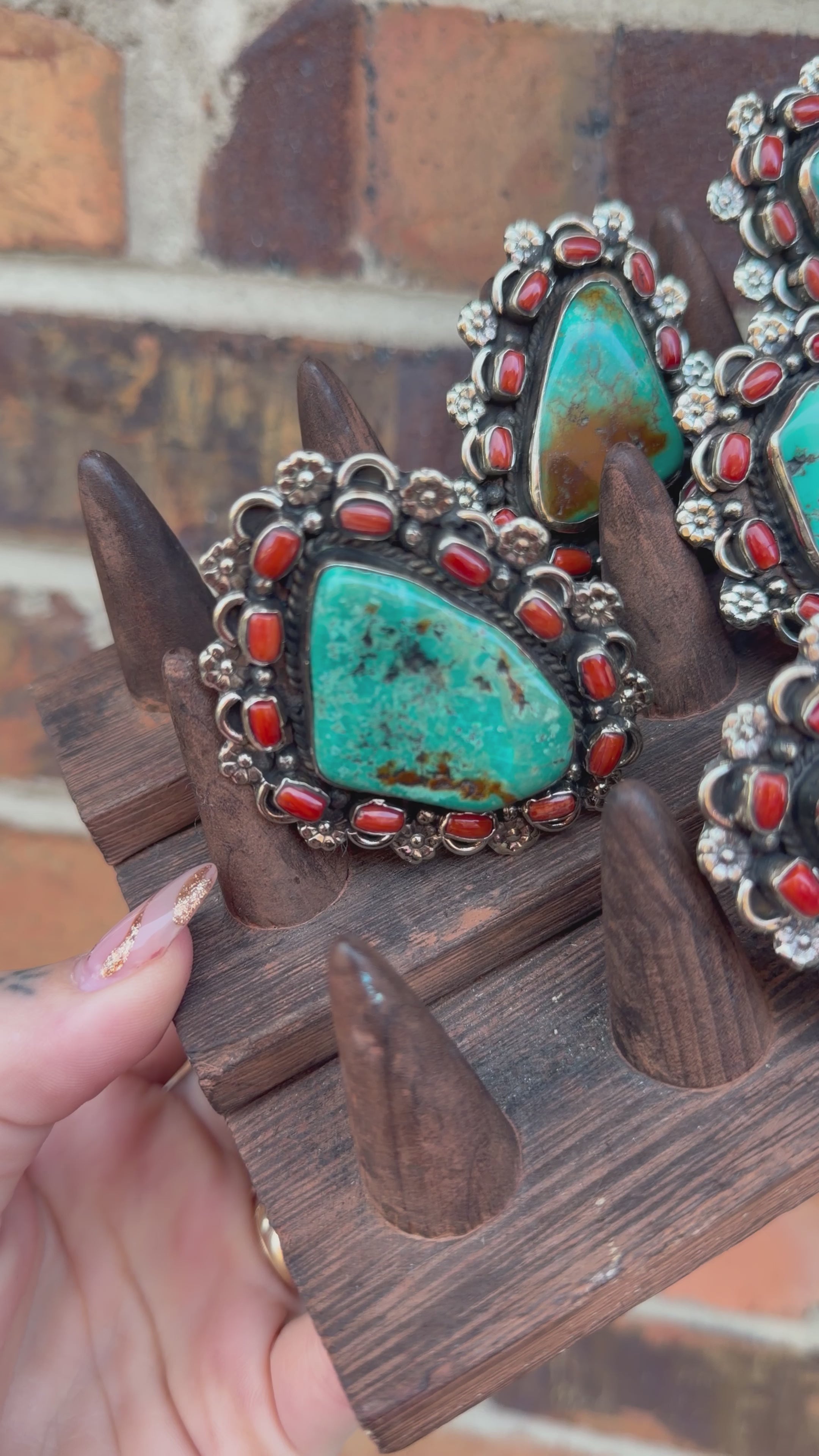 Chunky Turquoise & Carnelian Ring