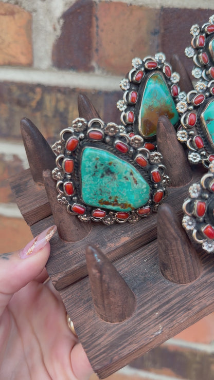 Chunky Turquoise & Carnelian Ring