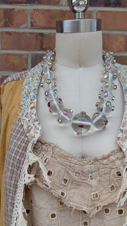 Resin Gem Beaded Ball Necklace in Clear - Style 2