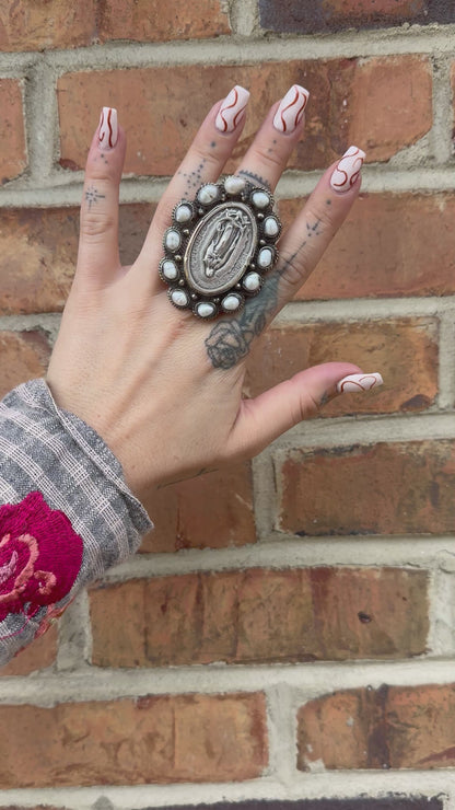 Virgin Mary Carved Ring