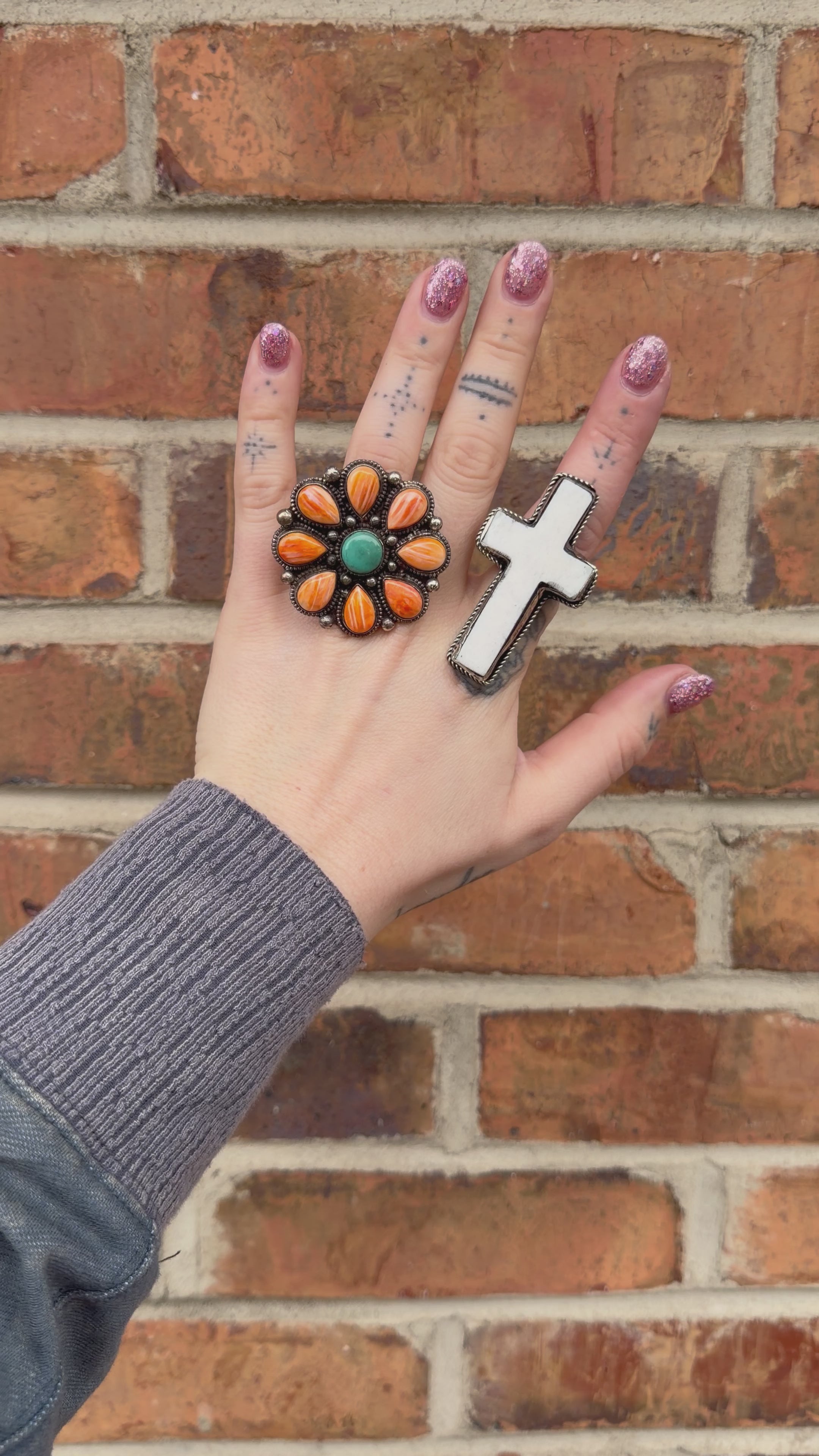 Squash Blossom in Orange Flower Ring