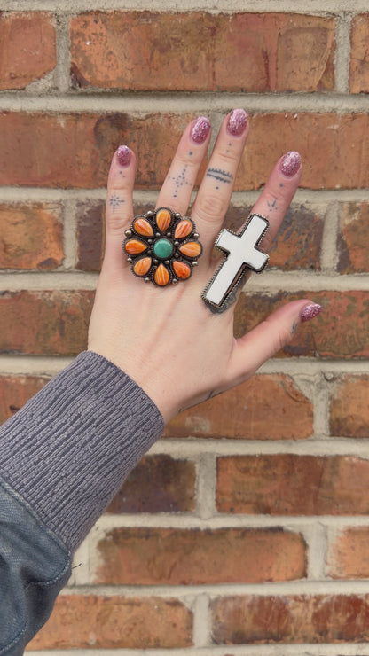 Squash Blossom in Orange Flower Ring