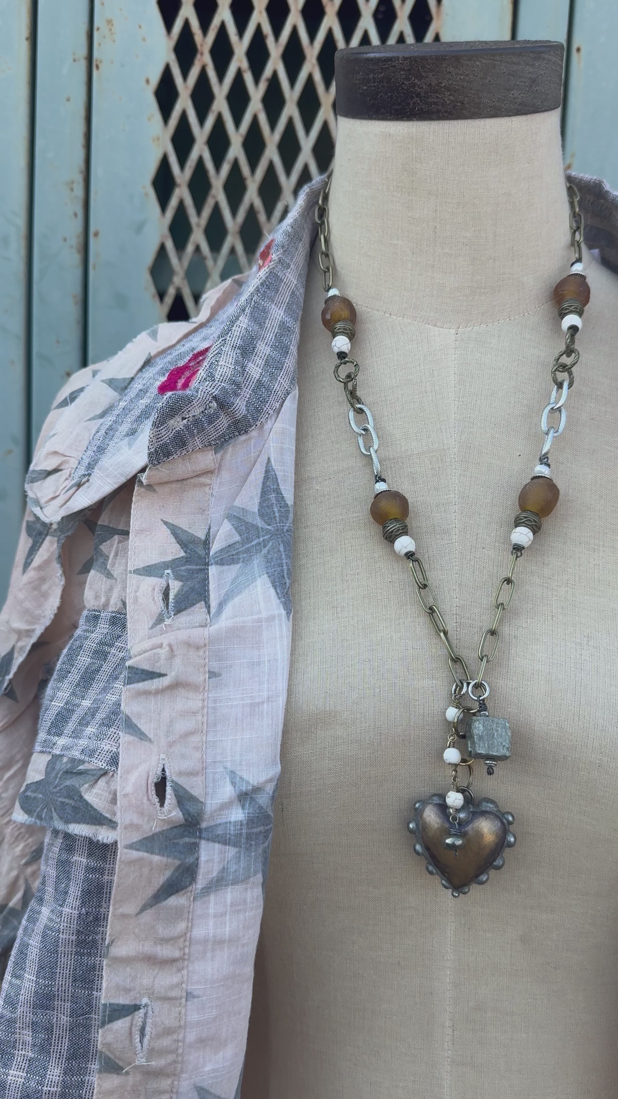 Load video: Heart of Brass Handmade Statement Necklace