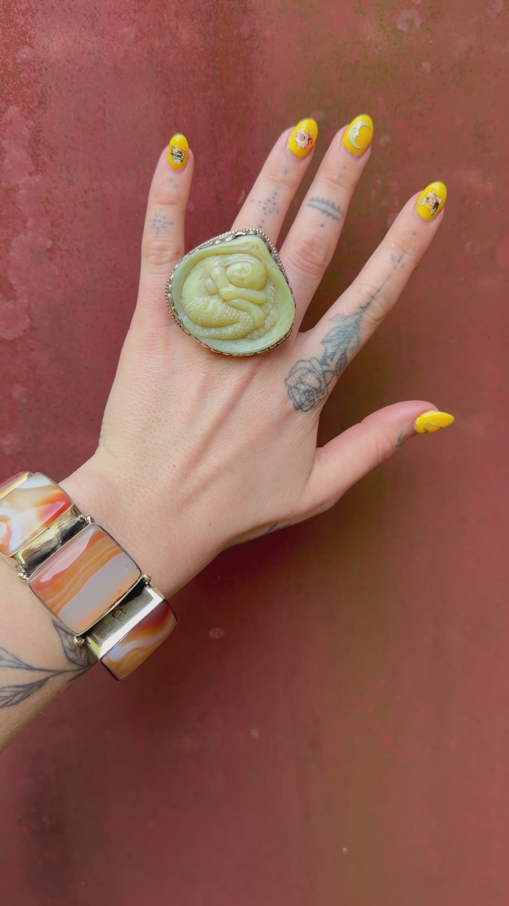 Jade Sleeping Mermaid Ring