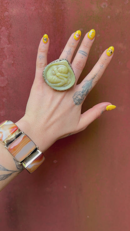 Jade Sleeping Mermaid Ring