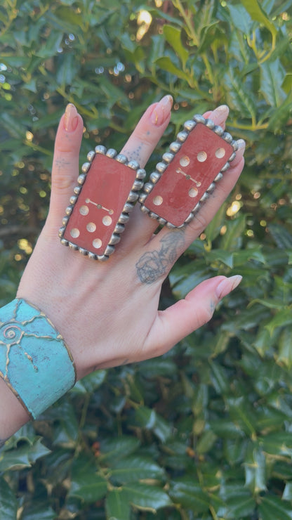 Maroon Vintage Domino Metal Rings