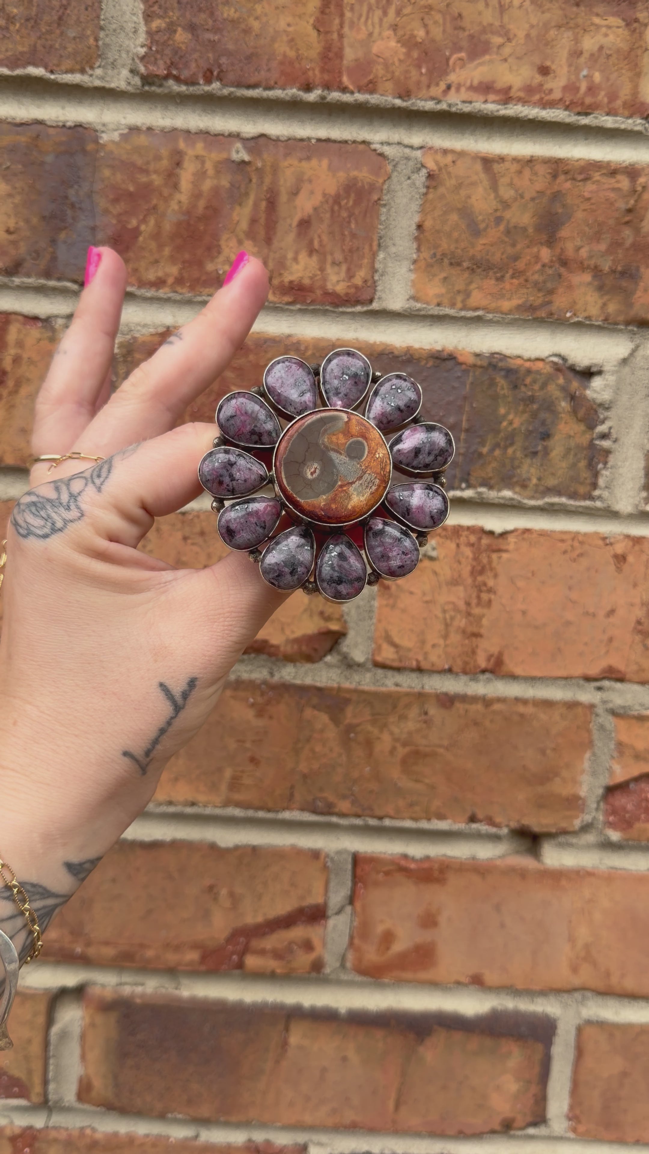 Purple Agate Yin Yang Ring