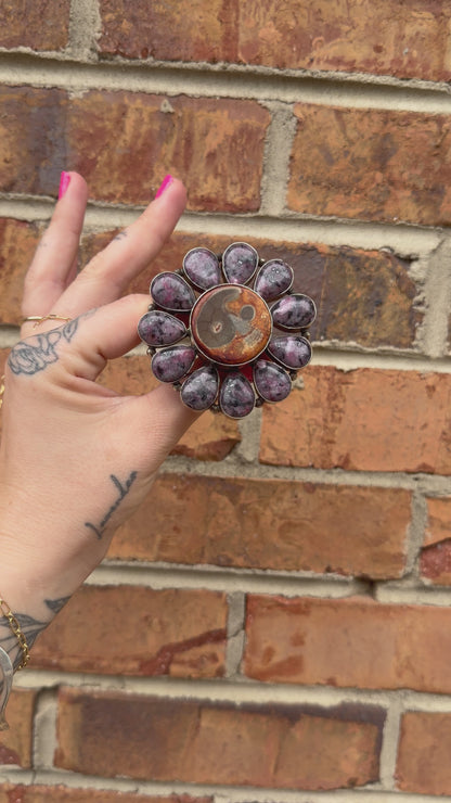 Purple Agate Yin Yang Ring