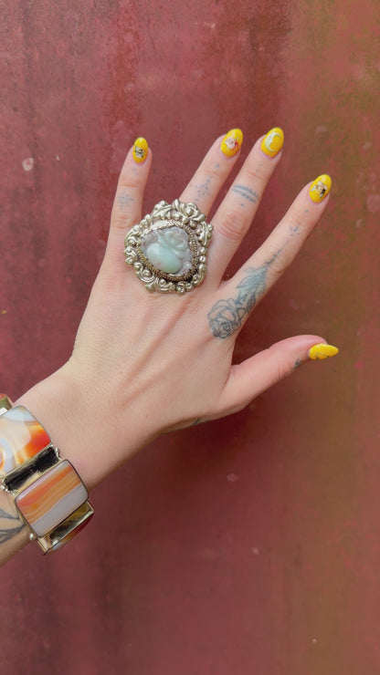 Jade Laughing Buddha Ring
