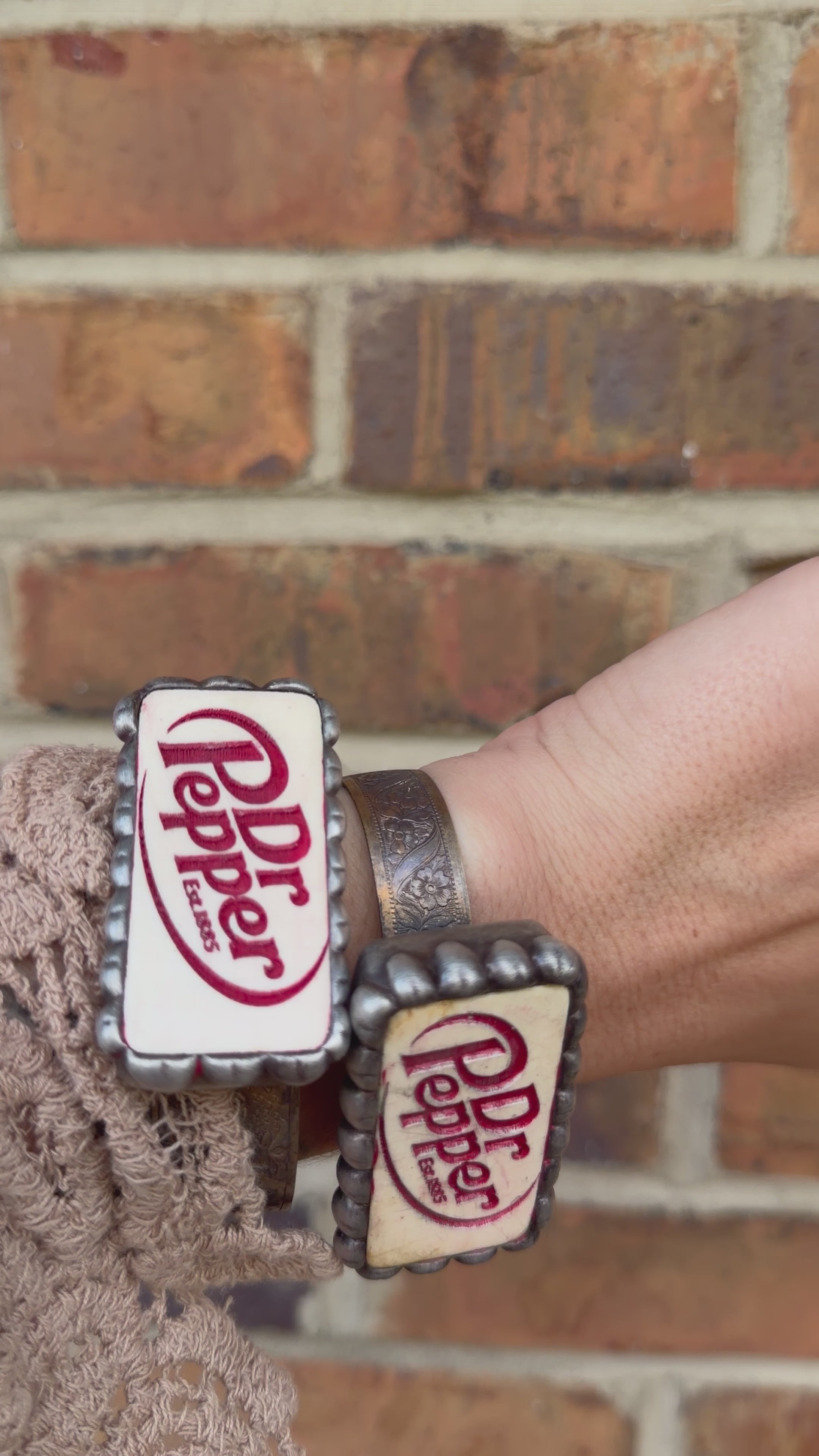 White Dr Pepper Domino Cuff Bracelet or Ring
