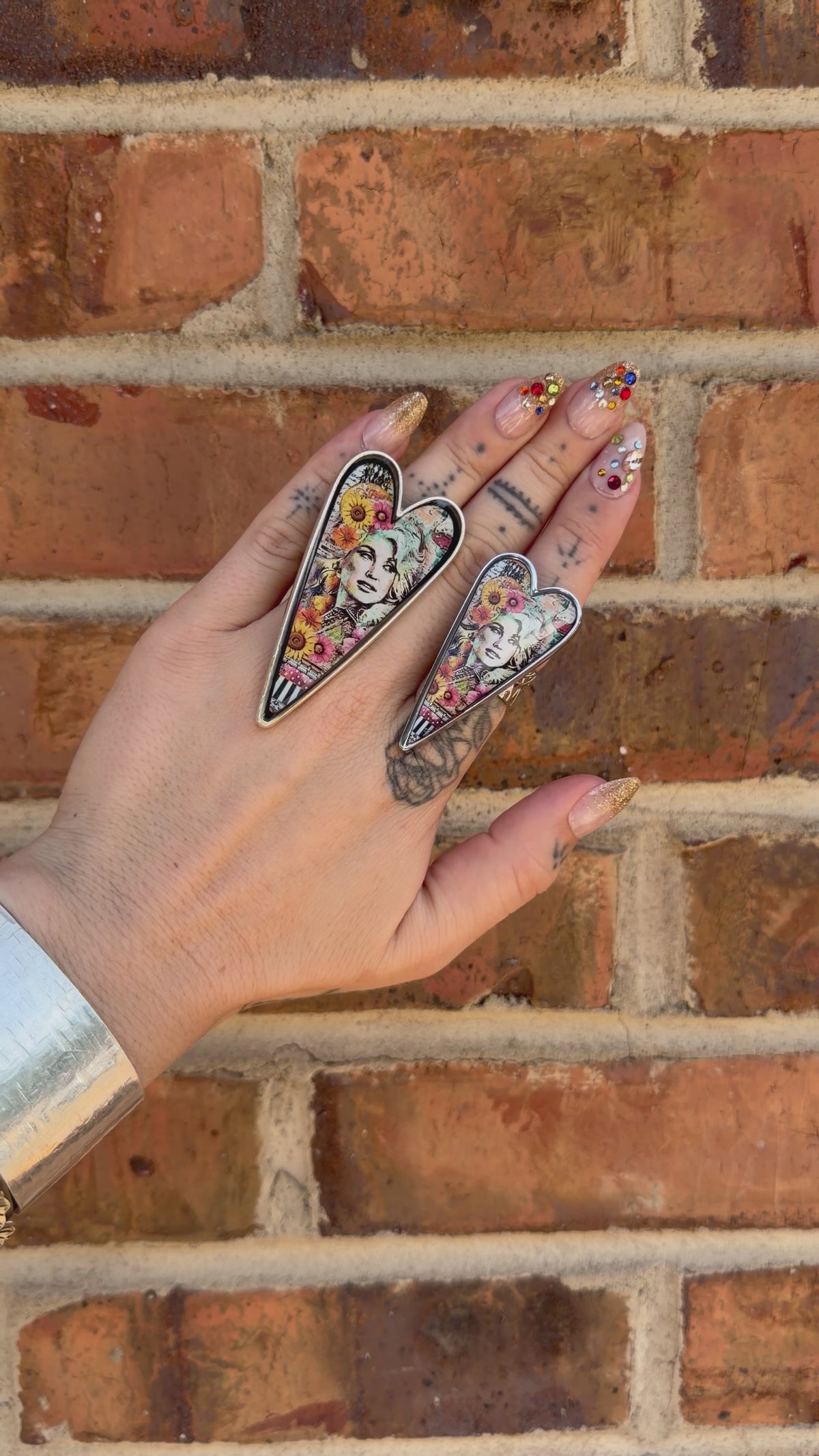 Dolly Abstract Art Heart Adjustable Ring