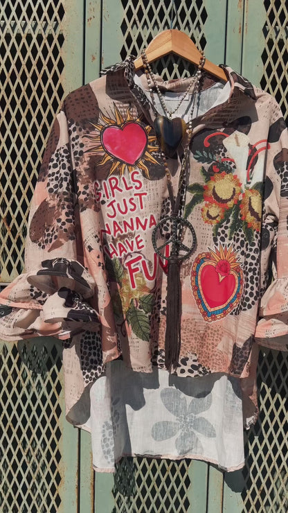 Collage Mania Button Down Shirt